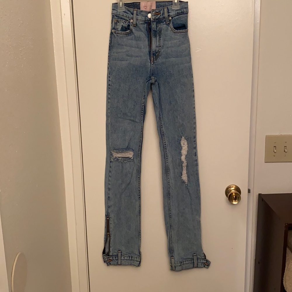 Revice High Waisted jeans. Light acid wash